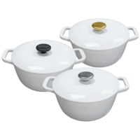 Eco Serve Enamel Cast Iron Food Pots - Large - 14 ⅜"W x 11 ⅘"D x 6 ⅓"H, Polar White